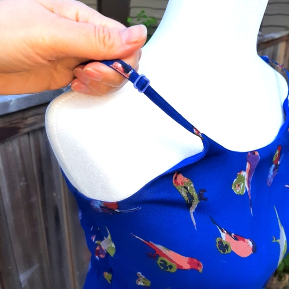 👗3/25& 👗Blue Maxi Dress with Colorful Birds - Picture 5 of 7